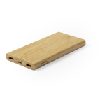 Bateria externa auxiliar de bambu com carregamento sem fios 6.000mAh cor madeira primeira vista