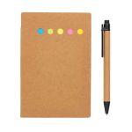 Conjunto de bloco de notas com folhas e adesivos e caneta Bloc Circles cor natural segunda vista