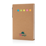 Conjunto de bloco de notas com folhas e adesivos e caneta Bloc Circles cor natural vista com logo