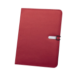 Portefólio de microfibra suave com folhas lisas e porta-cartões cor vermelho primeira vista
