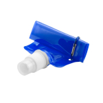 Garrafa dobrável publicitária de plástico com mosquetão 400ml Clip cor azul primeira vista