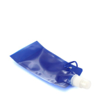 Garrafa dobrável publicitária de plástico com mosquetão 400ml Clip cor azul segunda vista