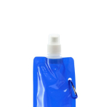 Garrafa dobrável publicitária de plástico com mosquetão 400ml Clip cor azul quarta vista