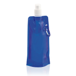 Garrafa dobrável publicitária de plástico com mosquetão 400ml Clip cor azul