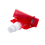 Garrafa dobrável publicitária de plástico com mosquetão 400ml Clip cor vermelho primeira vista