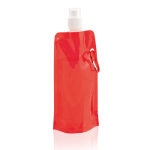 Garrafa dobrável publicitária de plástico com mosquetão 400ml Clip cor vermelho