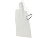 Garrafa dobrável publicitária de plástico com mosquetão 400ml Clip cor branco