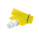 Garrafa dobrável publicitária de plástico com mosquetão 400ml Clip cor amarelo primeira vista
