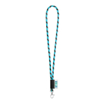 Lanyards tubulares às riscas com entrega de 46 dias Tube Stripes Dark cor ciano vista principal