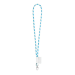 Lanyard tubular com design às riscas, entrega 46 dias Tube Stripes Clear cor ciano