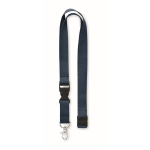 Lanyard de algodão de 20 mm com fivela e fecho Conscious Cotton cor azul-marinho segunda vista