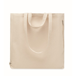 Saco reciclado com bolso com fecho de correr 380 g/m2 Double Handle cor bege segunda vista