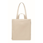 Saco reciclado com bolso com fecho de correr 380 g/m2 Double Handle cor bege terceira vista
