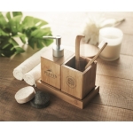 Conjunto de 3 acessórios para banho de bambu com logótipo Home cor madeira vista conjunto principal