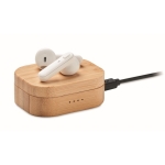 2 auriculares bluetooth TWS 5.0 por 3 horas com caixa de bambu Blues cor madeira