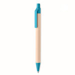 Caneta ecológica com detalhes coloridos e tinta azul Eco Milky cor turquesa
