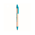 Caneta ecológica com detalhes coloridos e tinta azul Eco Milky cor turquesa vista principal