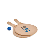 Jogo de duas raquetes de praia com bola e saco Set Ténis Praia Raquet cor madeira vista principal