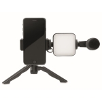 Kit de vídeo com tripé, com microfone e luz para telemóvel Vlog cor preto segunda vista