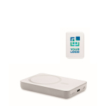 Carregador sem fios personalizado de bambu magnético Power Magnet cor branco vista principal