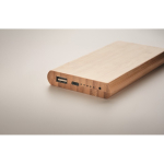 Power bank sem fio de bambu com conexão tipo C 6.000 mAh Bamboo cor madeira vista fotografia quarta vista