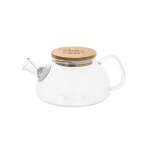 Chaleira de vidro com tampa de bambu e infusor 750ml Nordik cor transparente imagem com logo