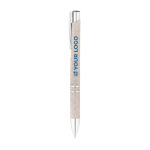 Caneta personalizada eco, acabamentos em prateado e tinta azul, Aster Eco vista principal