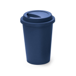 Copo para levar personalizado reutilizável de plástico com tampa 450ml cor azul-marinho
