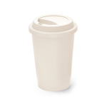 Copo para levar personalizado reutilizável de plástico com tampa 450ml cor branco-sujo