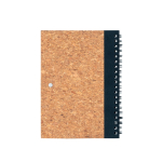 Caderno capa dura de cortiça e RPET com caneta, B6, folhas lisas cor preto segunda vista