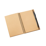 Caderno capa dura de cortiça e RPET com caneta, B6, folhas lisas cor preto terceira vista