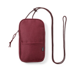 Suporte para celular com alça de ombro com zíper Expedition RPET cor vermelho primeira vista