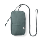 Suporte para celular com alça de ombro com zíper Expedition RPET cor cinzento primeira vista