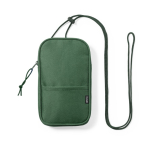 Suporte para celular com alça de ombro com zíper Expedition RPET cor verde primeira vista