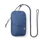 Suporte para celular com alça de ombro com zíper Expedition RPET cor azul-marinho primeira vista