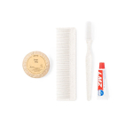 Kit de viagem com escova de dentes, pente, pasta e sabonete Essential cor natural primeira vista