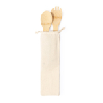 Set de 2 utensílios de cozinha de bambu para salada com bolsa Bamboo cor bege quarta vista