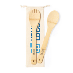Set de 2 utensílios de cozinha de bambu para salada com bolsa Bamboo vista principal