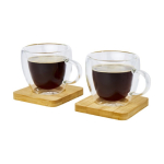 Conjunto 2 chávenas de café pequenas com base de bambu 100ml Espresso cor transparente segunda vista