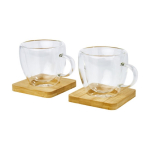Conjunto 2 chávenas de café pequenas com base de bambu 100ml Espresso cor transparente quarta vista