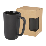 Caneca de cerâmica grande com acabamento mate de 480ml Americano cor preto vista lateral
