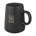 Caneca de cerâmica em forma de jarra de 450ml Wide Base cor preto vista impressão tampografia