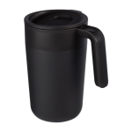 Caneca fabricada em plástico reciclado e metal 400ml cor preto