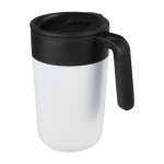 Caneca fabricada em plástico reciclado e metal 400ml cor branco
