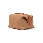 Nécessaire personalizado de poliéster reciclado EcoStylish cor castanho-claro segunda vista