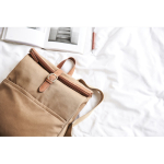 Mochila para portátil de poliéster reciclado EcoStylish cor castanho-claro vista de ambiente