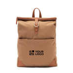 Mochila para portátil de poliéster reciclado EcoStylish cor castanho-claro vista principal