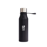 Garrafa térmica de aço inoxidável com tampa antigotas e tira 450 ml cor preto vista principal