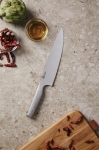 Faca de cozinha de aço japonês com lâmina larga e curva Hattasan cor prateado vista de ambiente 3