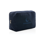 Nécessaire com logotipo em lona reciclada de 285 g/m2 EcoTrace Raw cor azul-marinho vista com logo